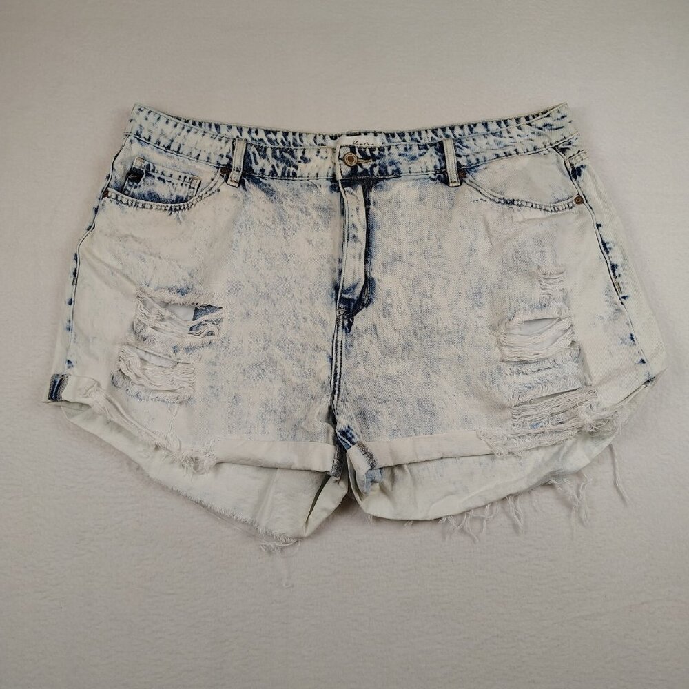 Kancan Distressed High Rise Acid Wash Denim Shorts Womens 3XL